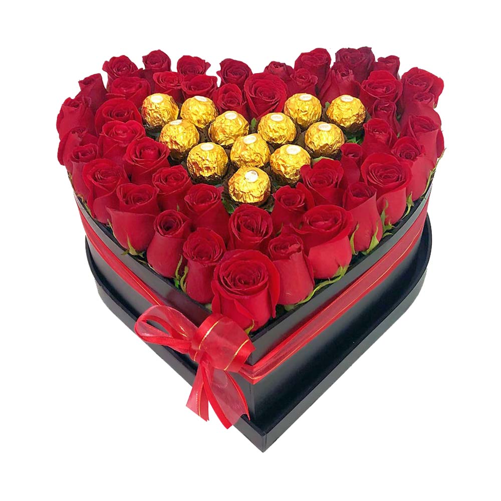 Aylin caja de chocolates con rosas, floristería en Bogotá
